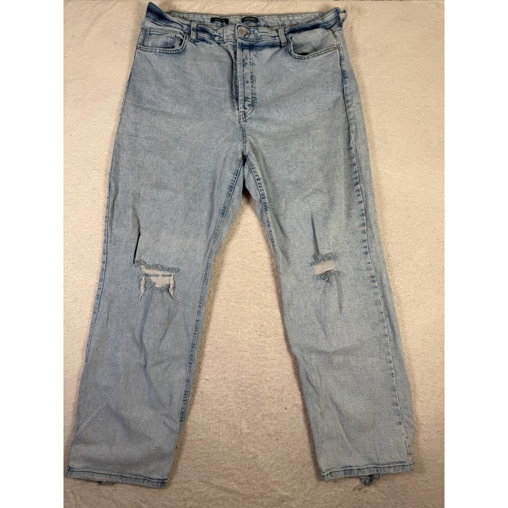 Wild Fable Straight Jeans Women 18 Light Blue Good Distressed Super High Rise